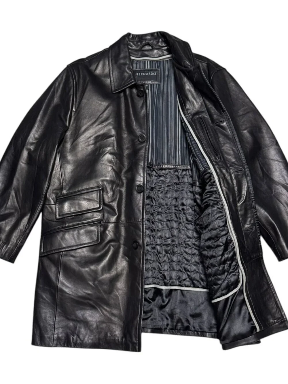 BERNARDO GENUINE LEATHER Designer Business Casual Winter Coat Jacket Mens Large